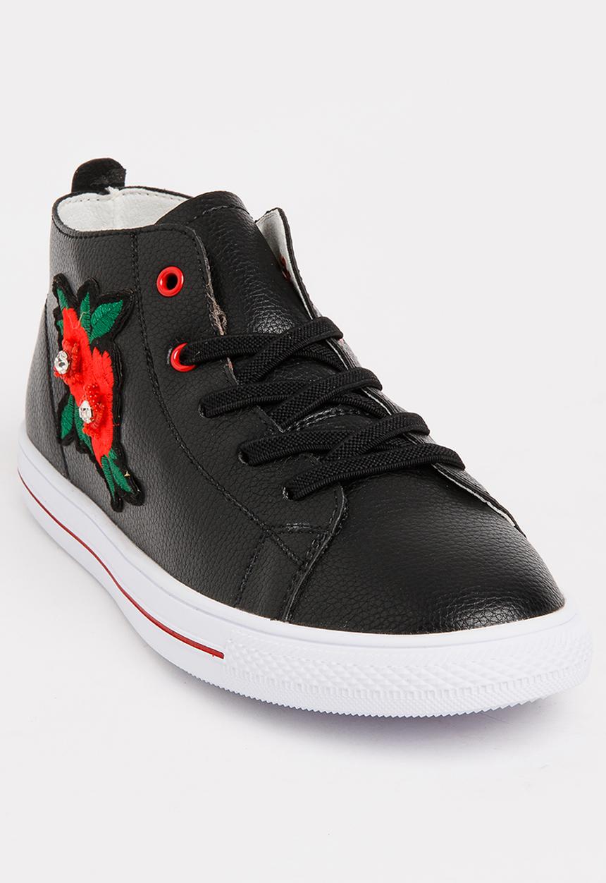 Pop Candy - Girls Flower Embellished Sneaker White