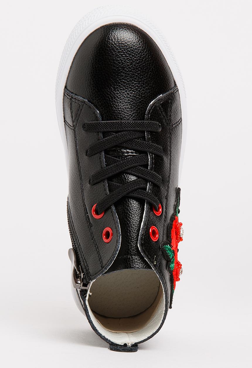 Pop Candy - Girls Flower Embellished Sneaker Black