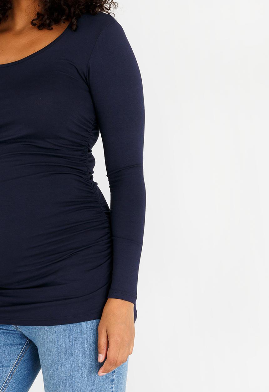 Cherry Melon - Basic Longsleeve Side Detail Tee Navy