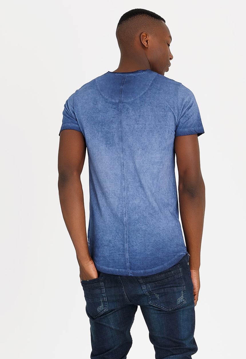 S.P.C.C - SPCC Front Coverage Dirty Dyed Crew Tee Mid Blue