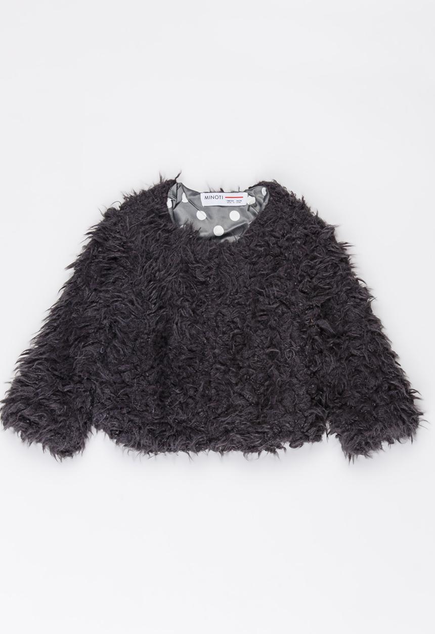 MINOTI - Fluffy Fur Jacket Dark Grey