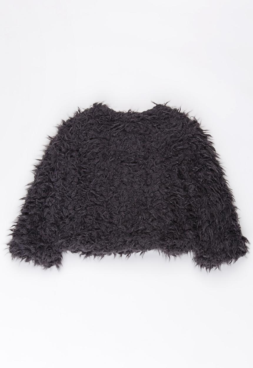 MINOTI - Fluffy Fur Jacket Dark Grey