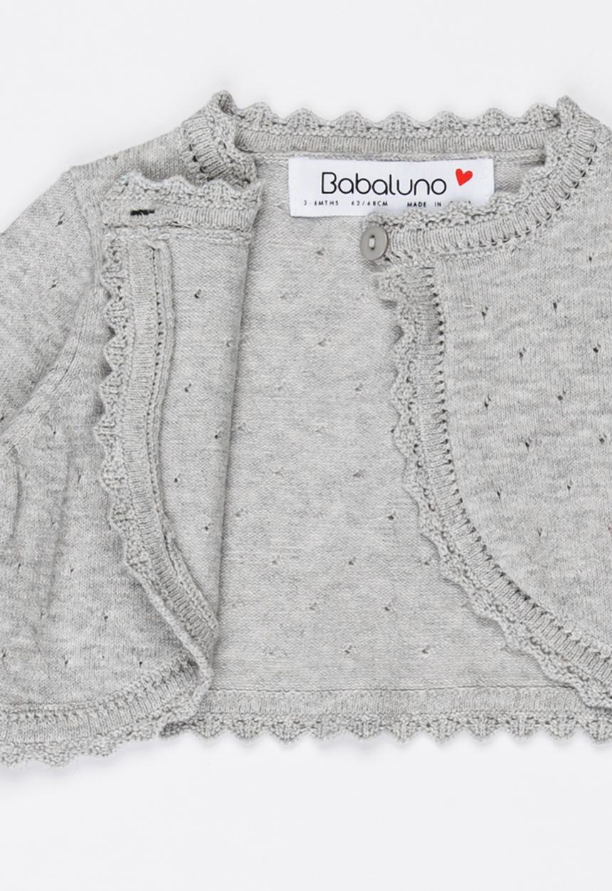 MINOTI - Knitted Cropped Cardigan Grey Melange