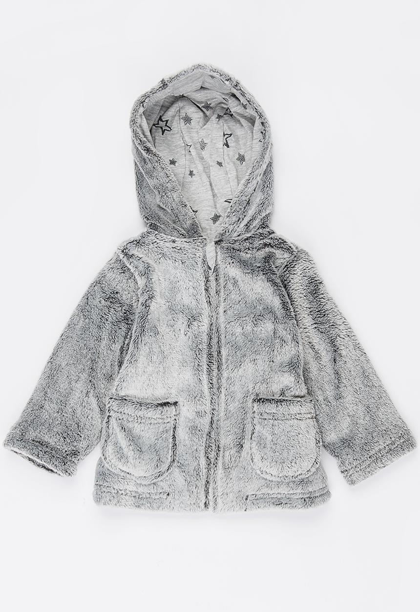 MINOTI - Soft Fur Zip Thru Hoody Grey