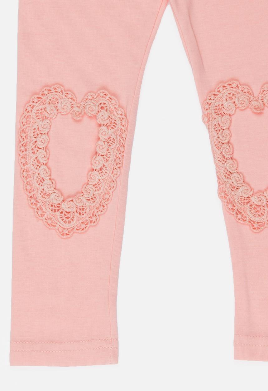 Pop Candy - Leggings with Heart Print at Knee Pale Pink