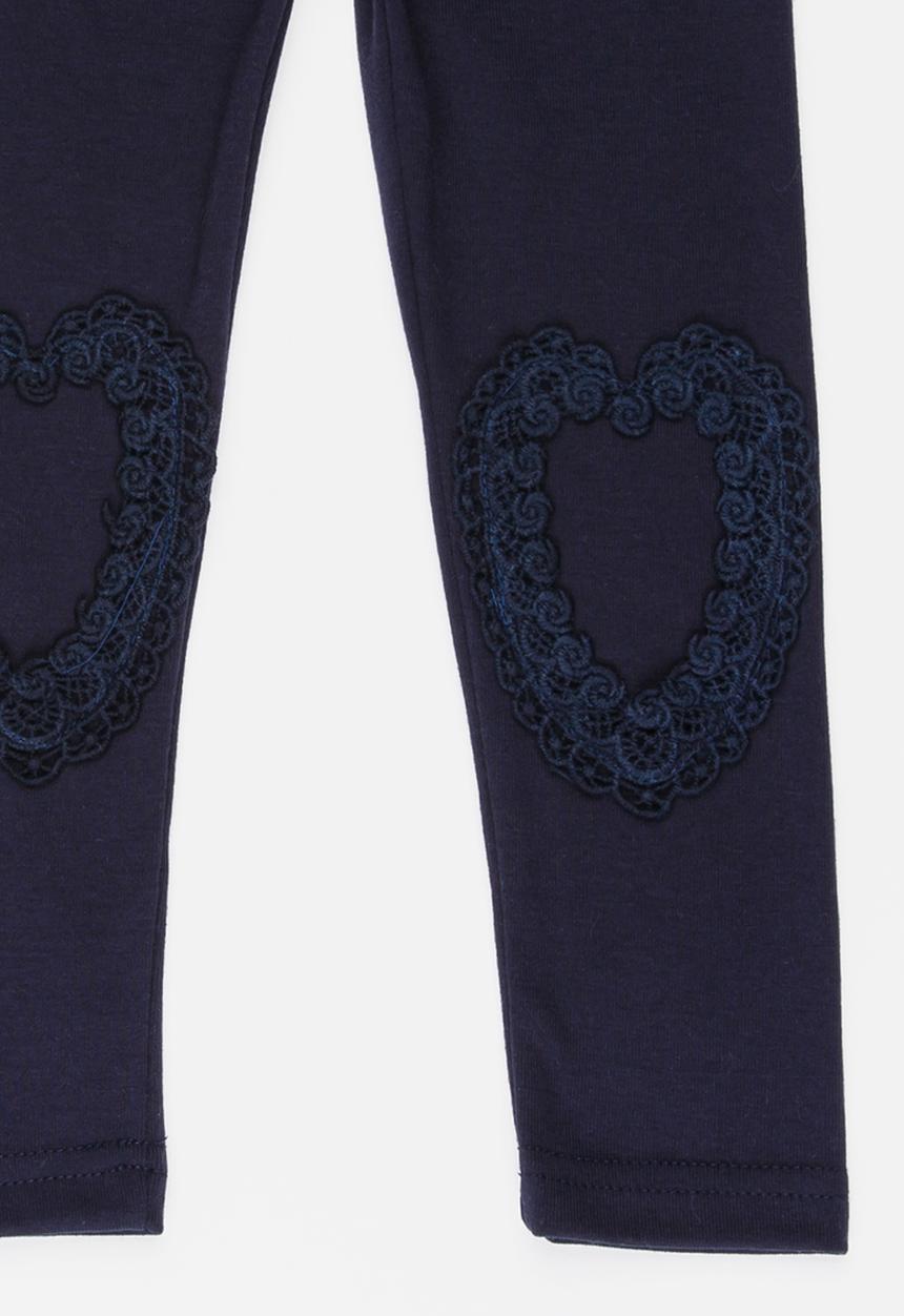 Pop Candy - Leggings with Heart Print at Knee Navy