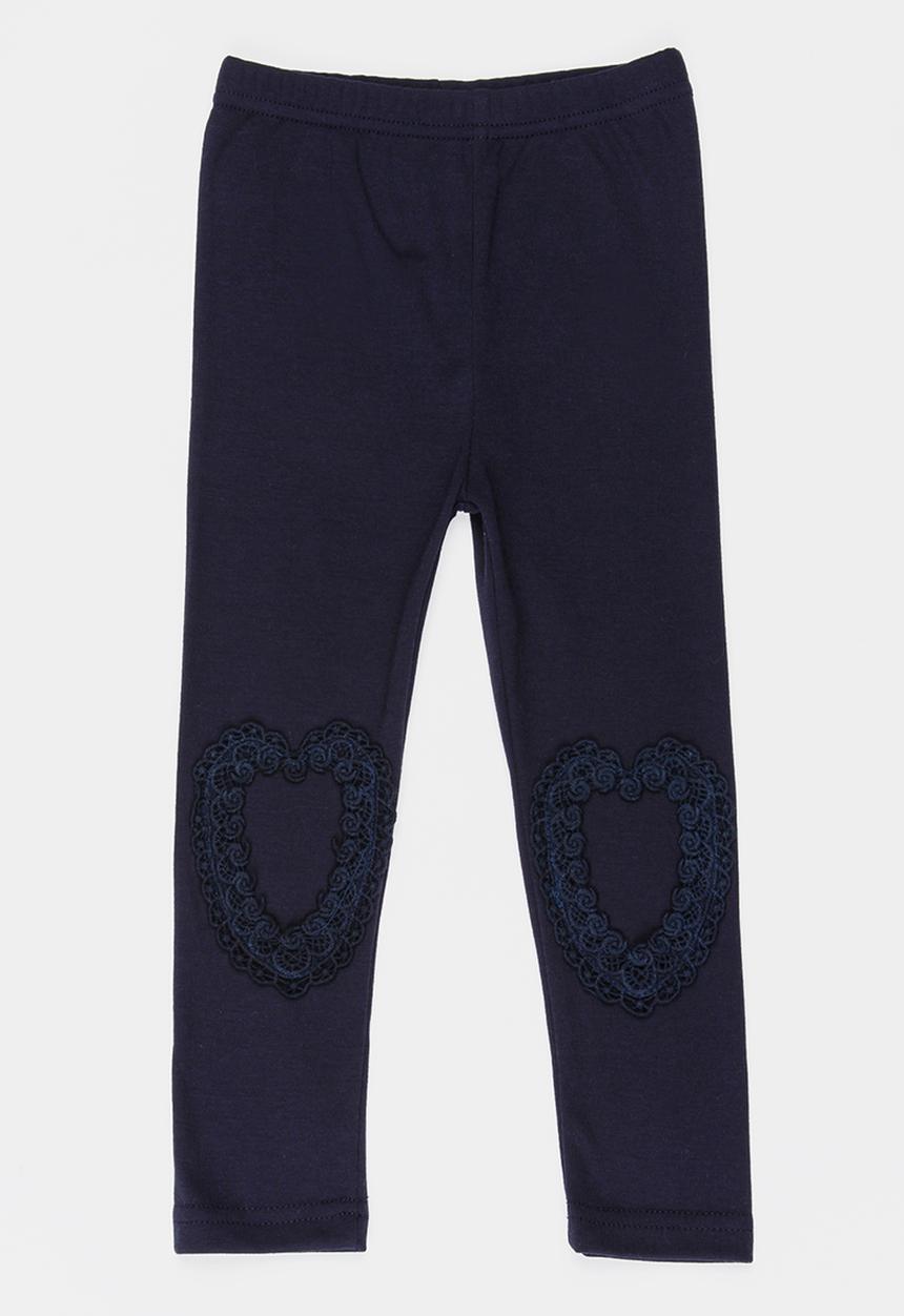 Pop Candy - Leggings with Heart Print at Knee Navy