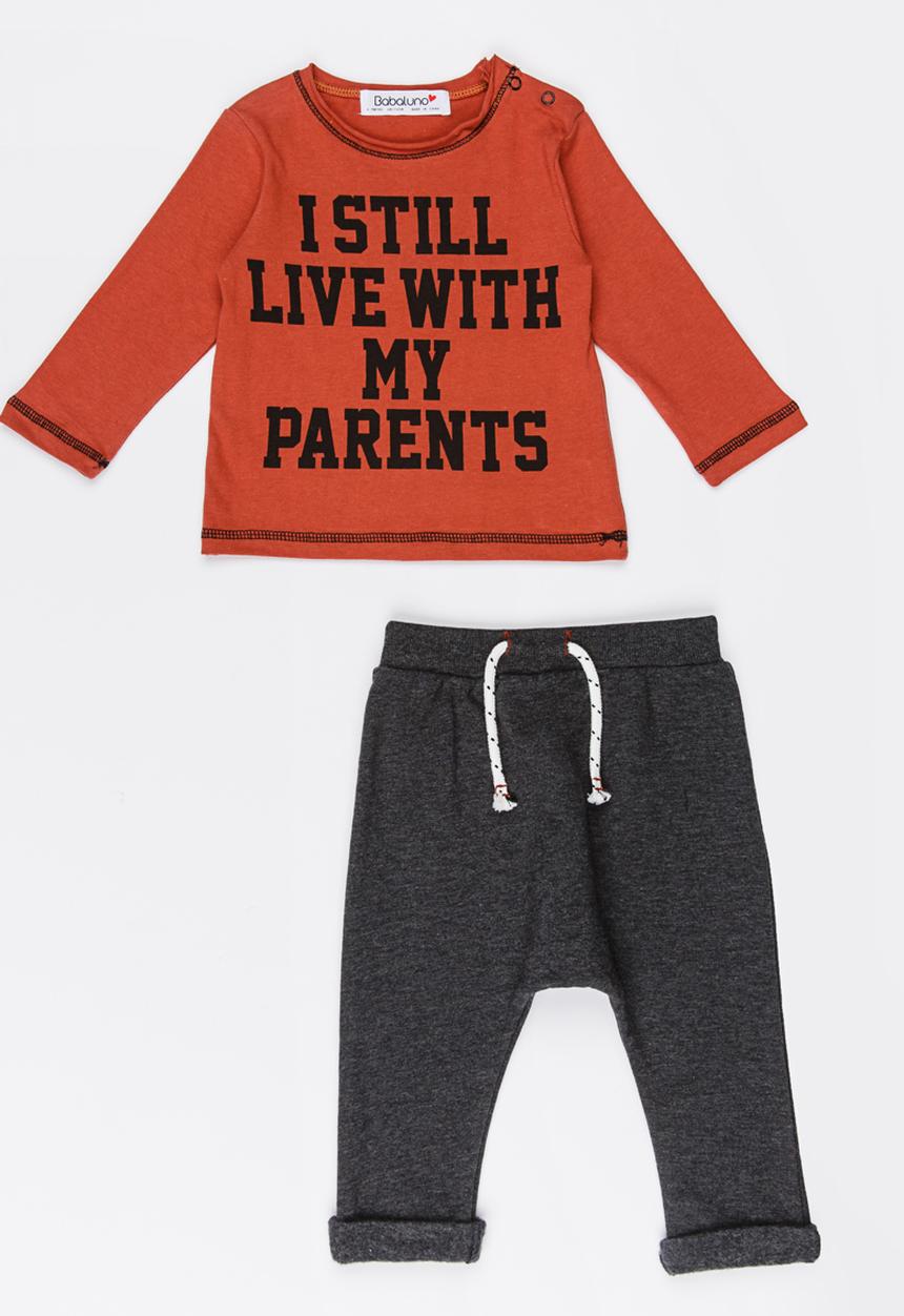 MINOTI - Printed Top & Harem Fleece Jogger Set Orange