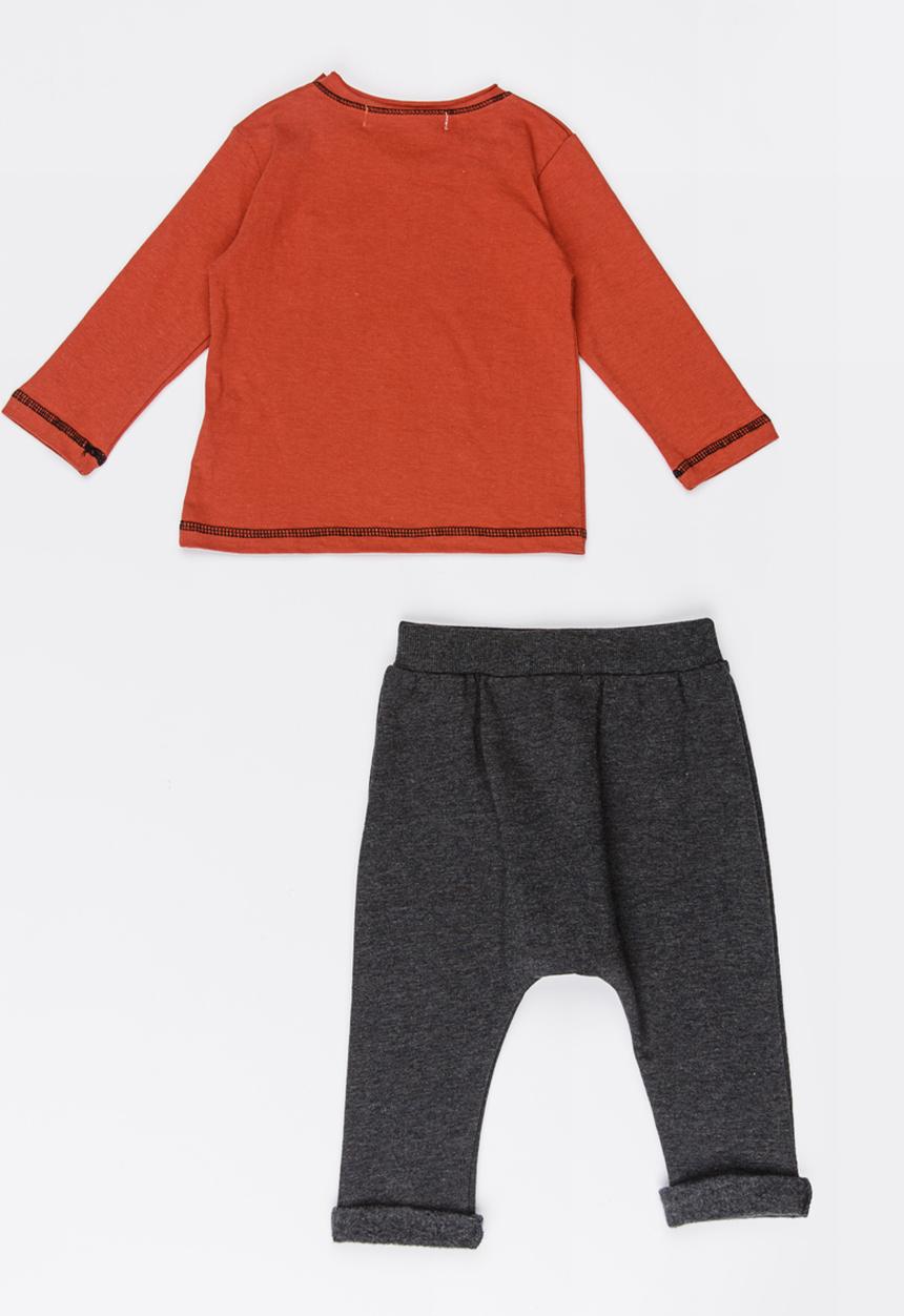 MINOTI - Printed Top & Harem Fleece Jogger Set Orange