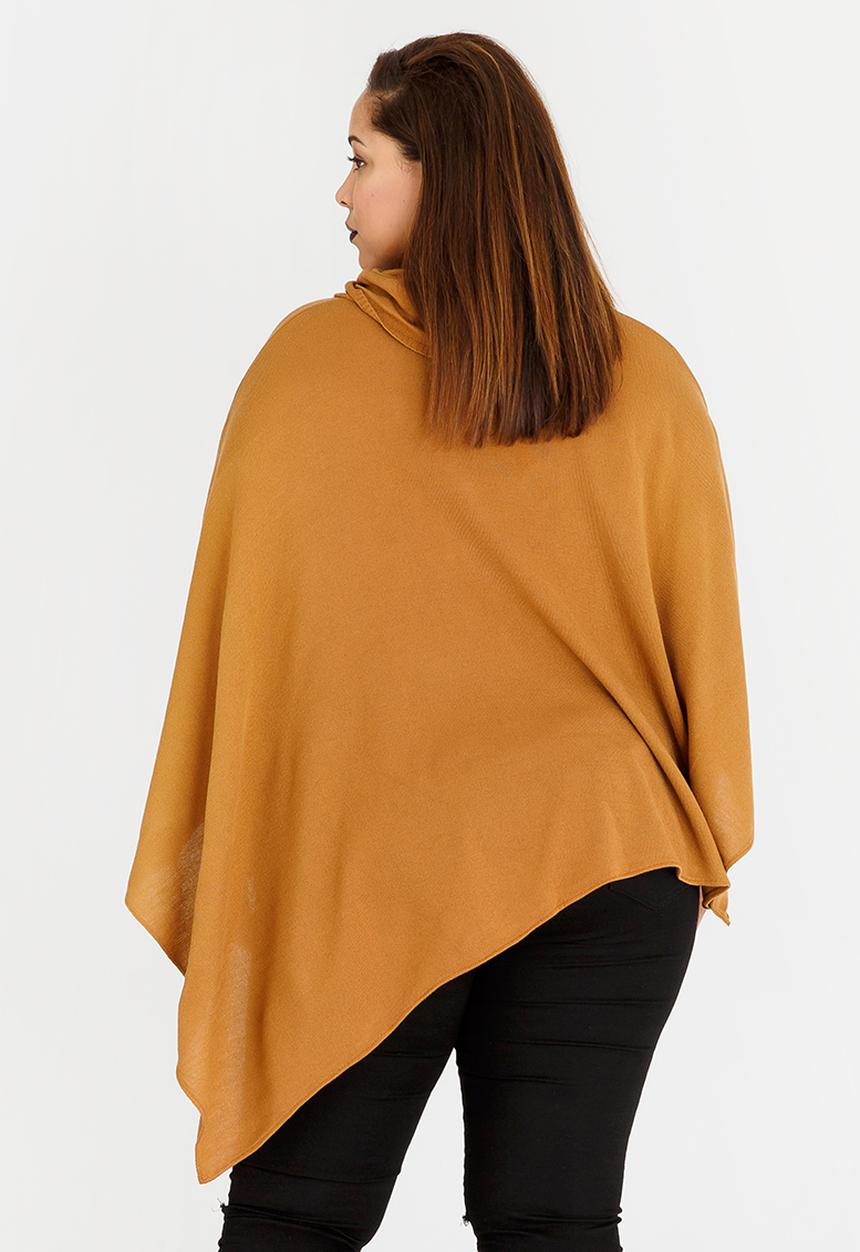 edit Plus - Cowl Neck Poncho Camel