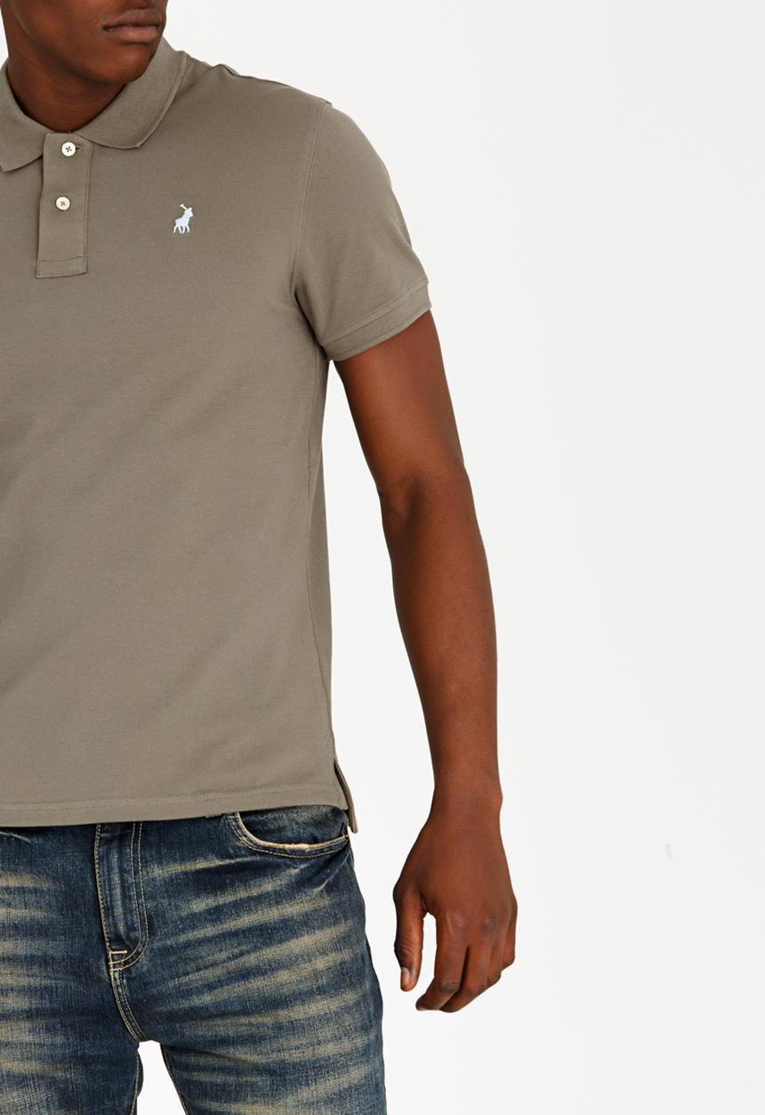 POLO - Classic Stretch Pique Golfer Mid Brown