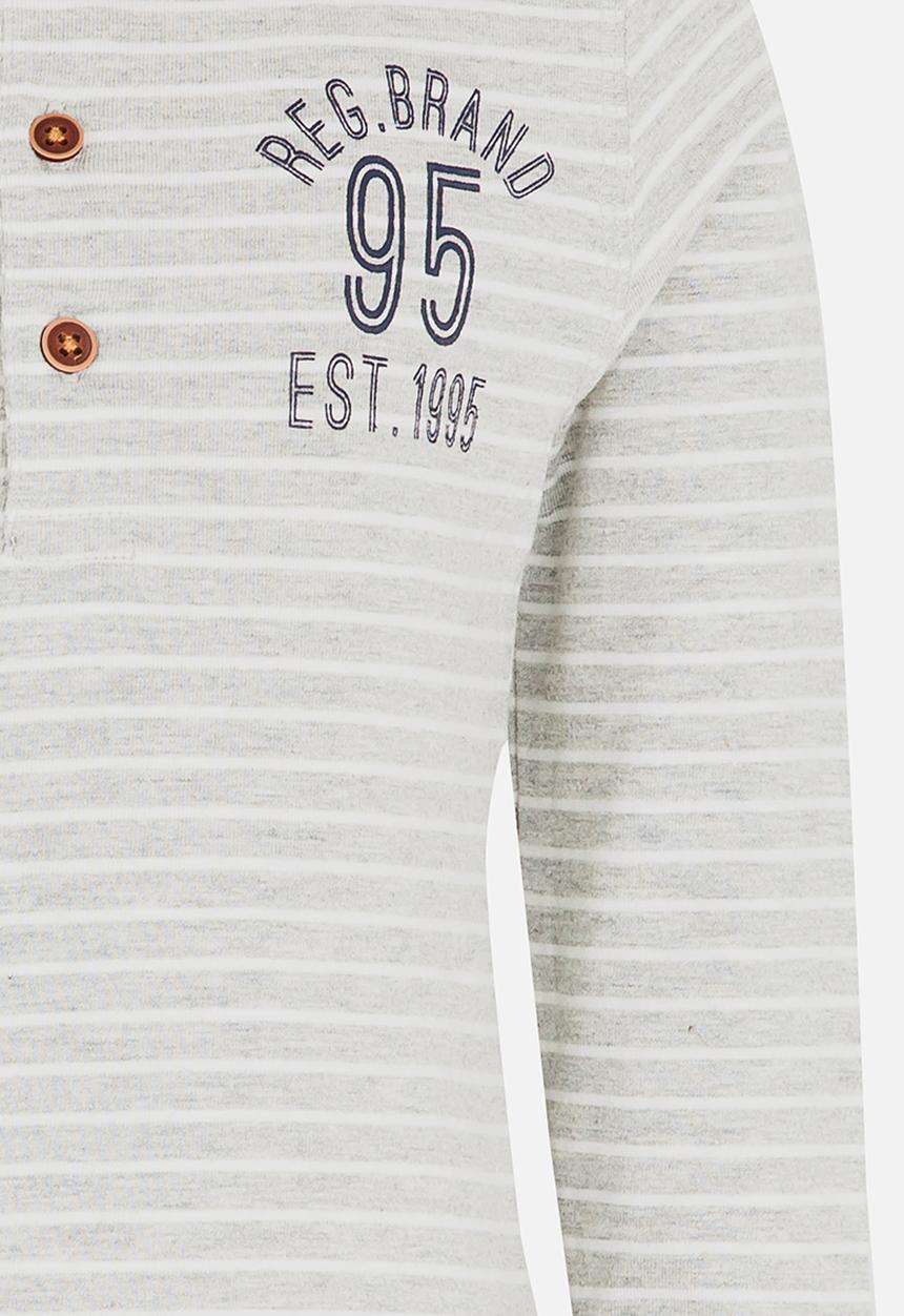 MINOTI - Washed out stripe grandad tee - grey & white 