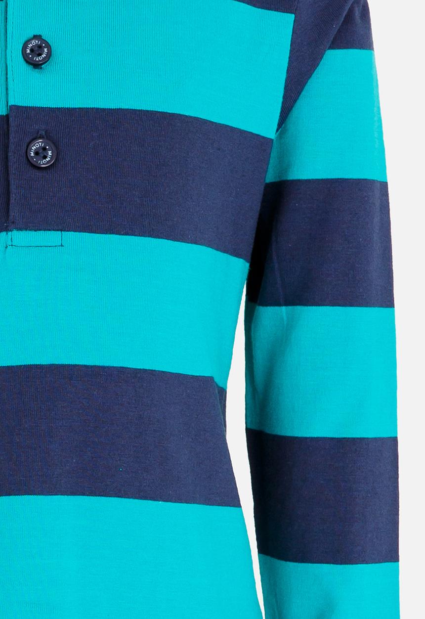 MINOTI - Striped Long Sleeve Grandad T-Shirt Green