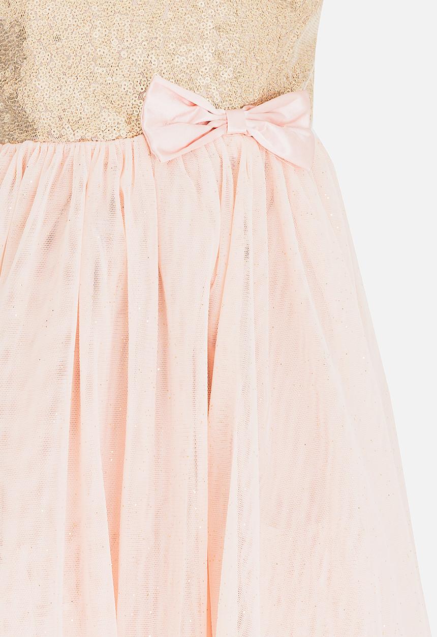 MINOTI - Sequin Tutu Dress with Belted Satin Bow Pale Pink