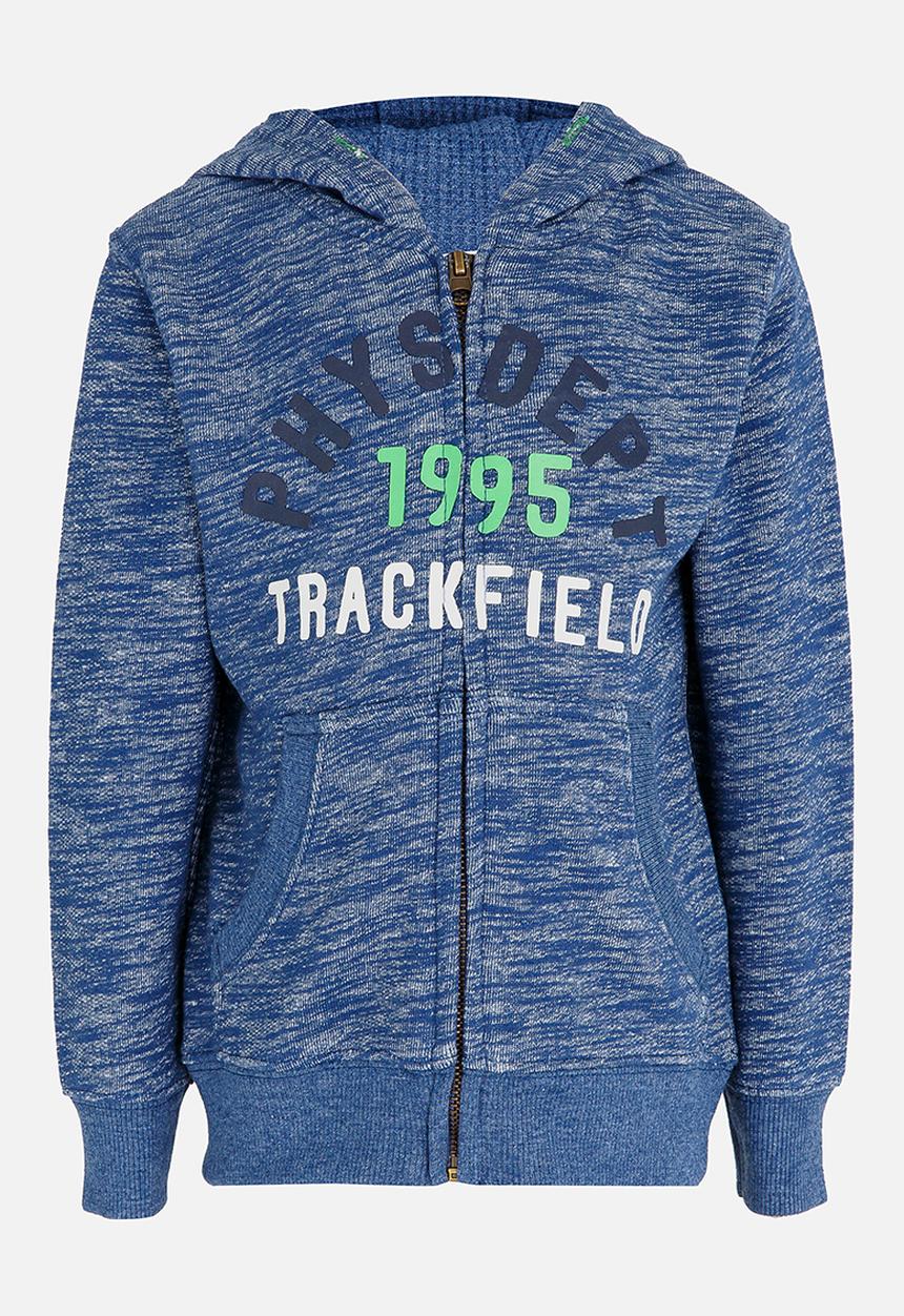 MINOTI - Printed Marl Hoodie Blue