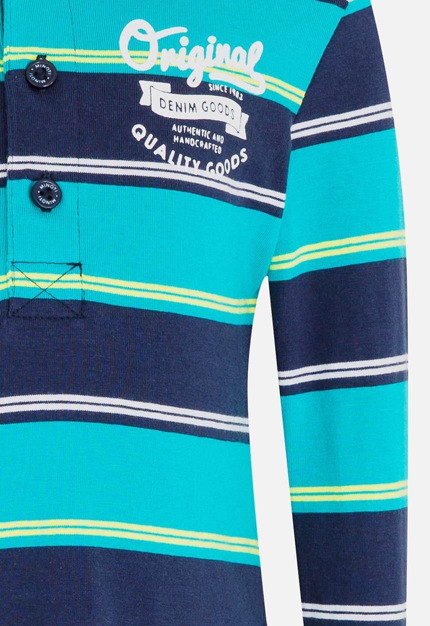 MINOTI - Striped Polo Long Sleeve Shirt Green
