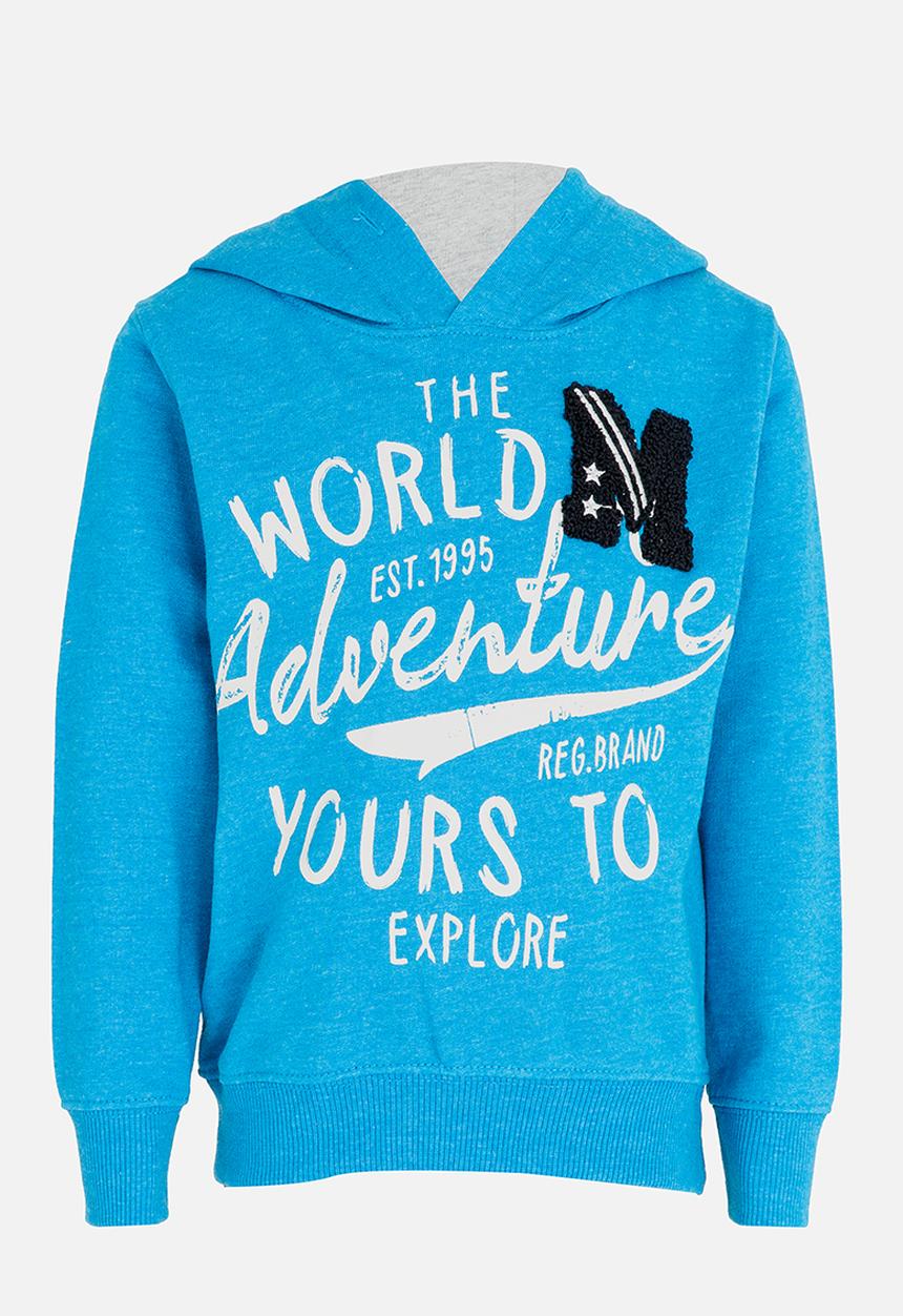 MINOTI - Printed Fleece Hoodie Turquoise