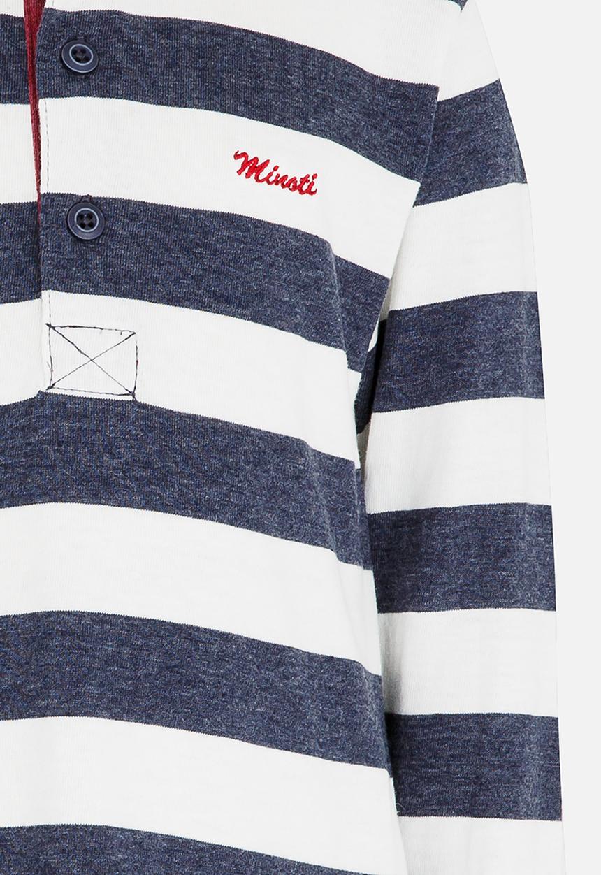 MINOTI - Striped Long Sleeve Polo Navy