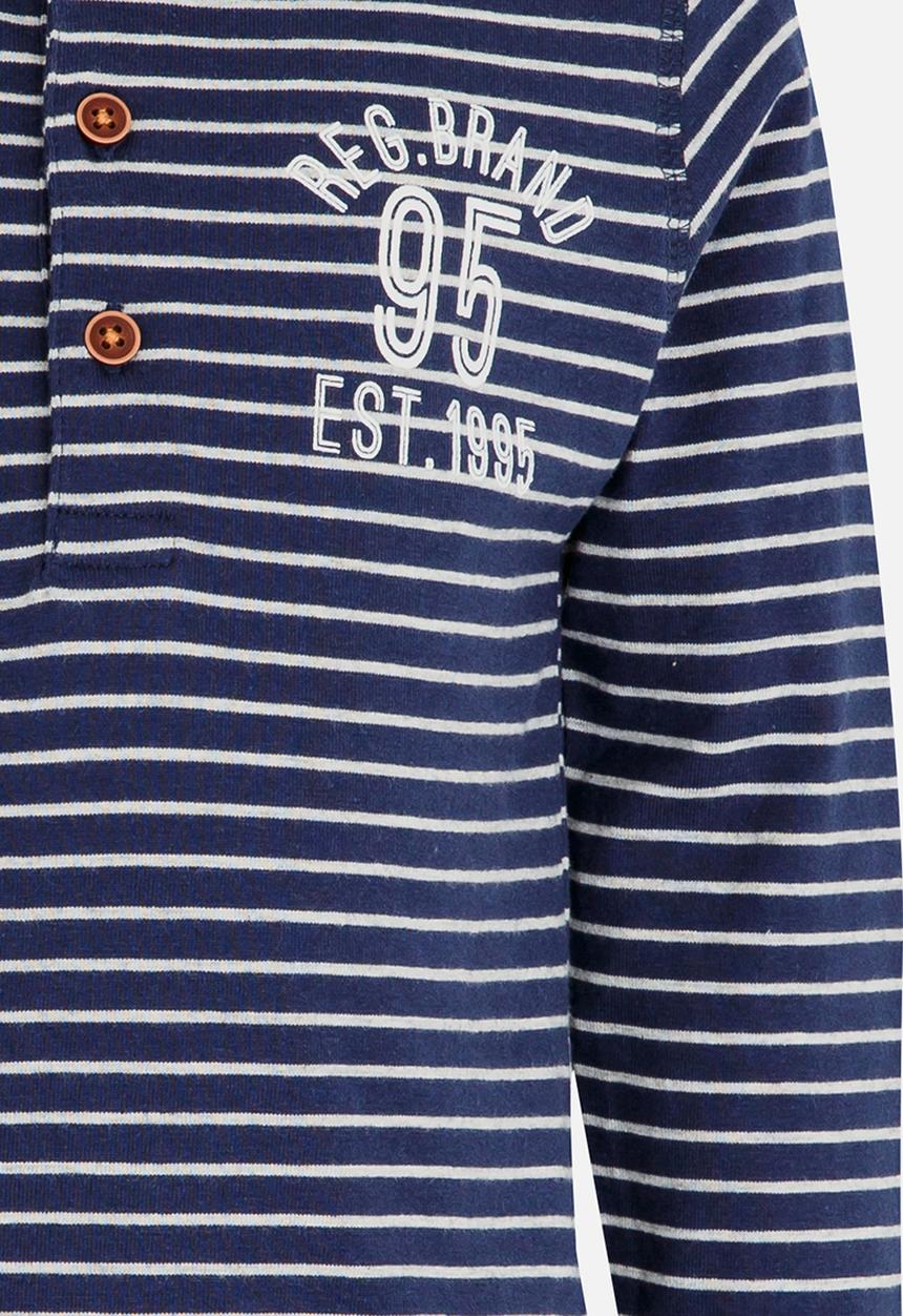 MINOTI - Washed out stripe grandad tee - navy & white
