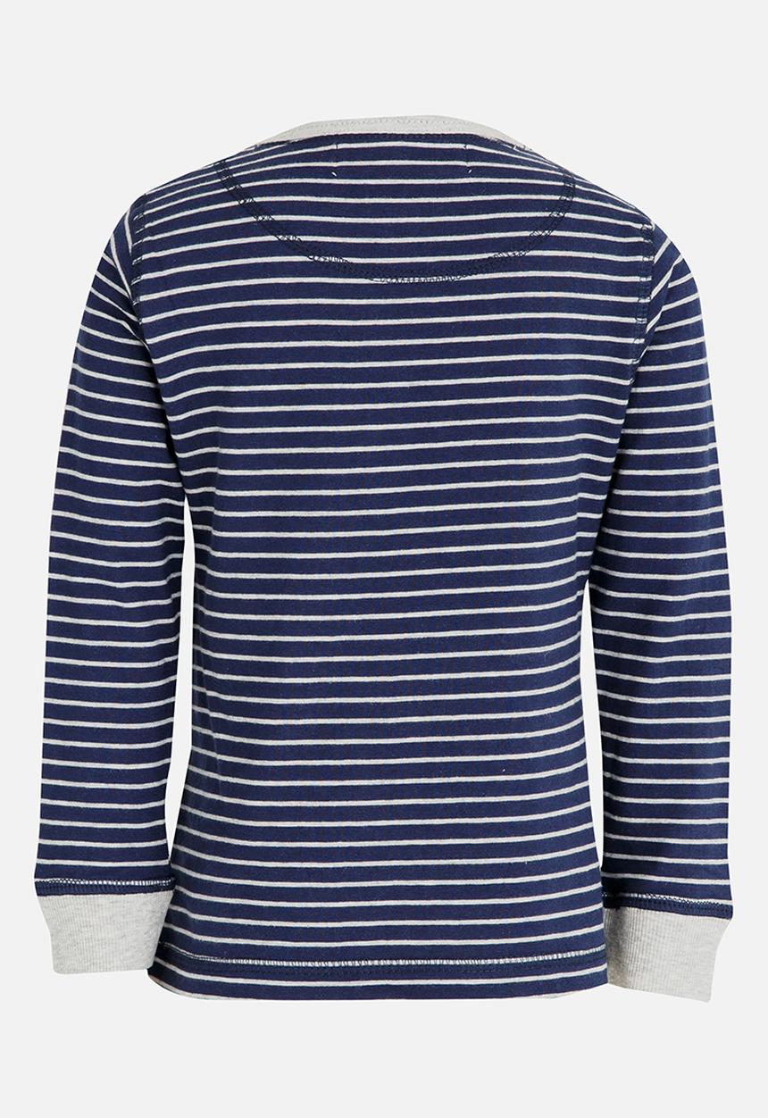 MINOTI - Washed out stripe grandad tee - navy & white