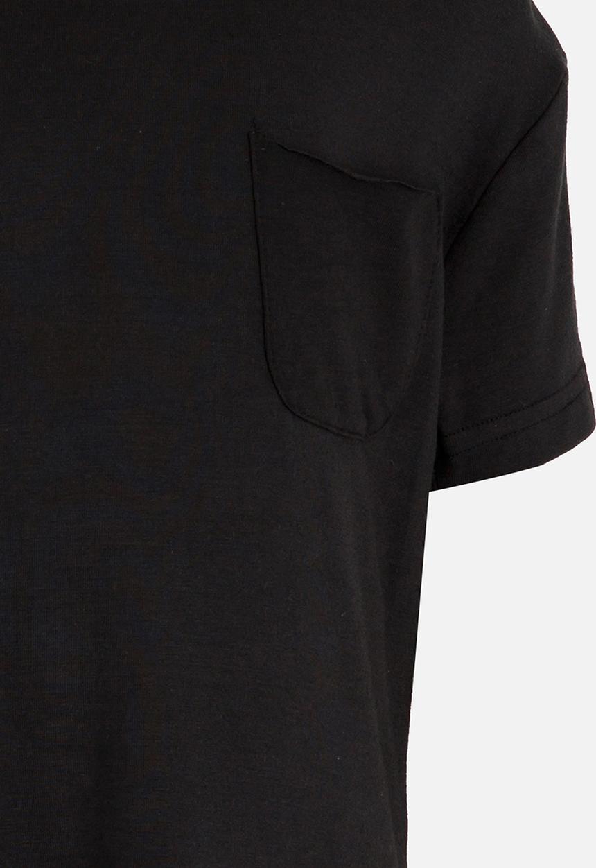 MINOTI - Longer Length Tee with Raw Edge Chest Pocket Black