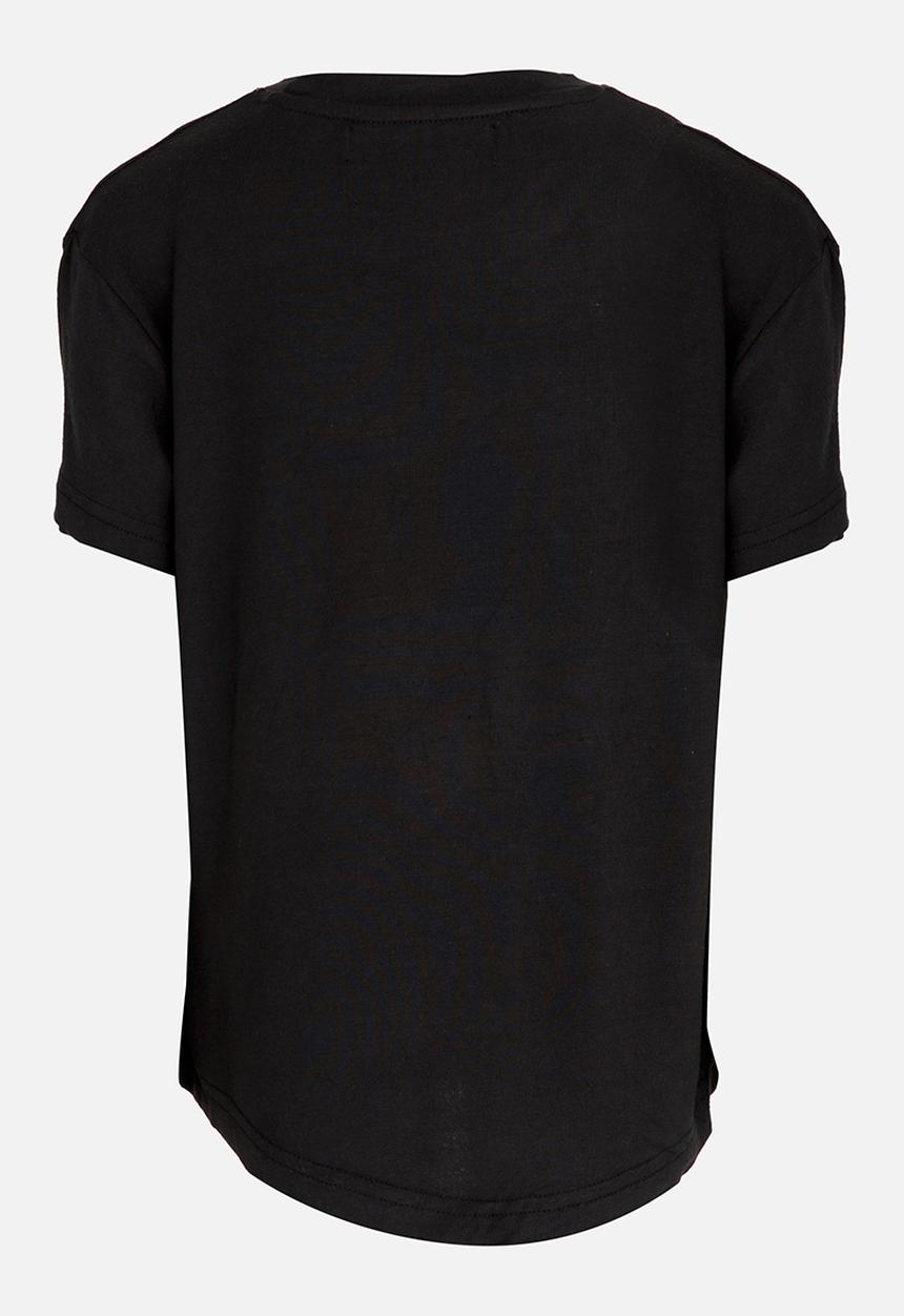 MINOTI - Longer Length Tee with Raw Edge Chest Pocket Black