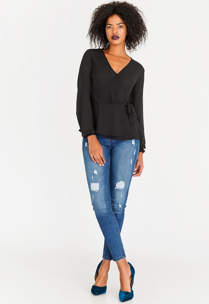 SISSY BOY - Girl Boss Wrap Blouse Black