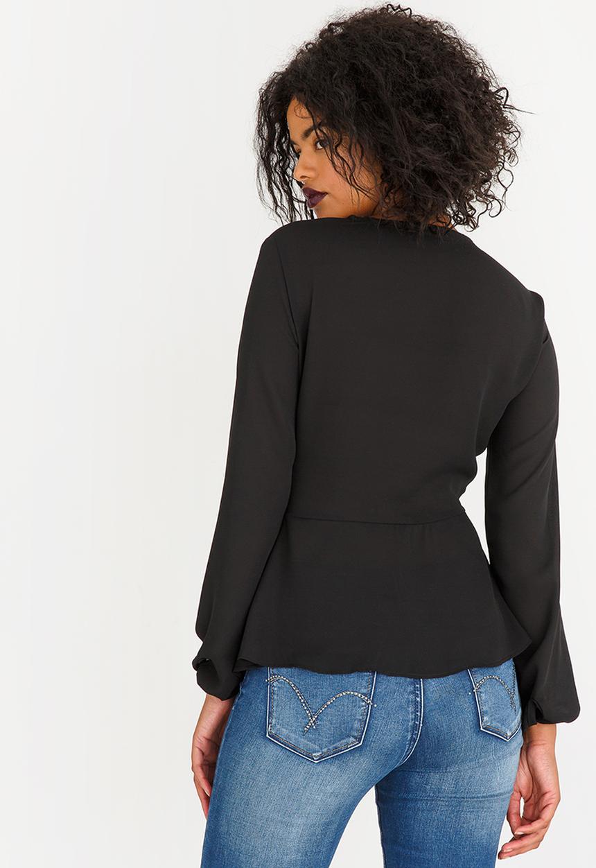 SISSY BOY - Girl Boss Wrap Blouse Black