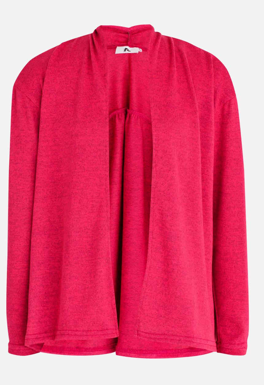 Rebel Republic - Cut & Sew Open Cardigan Dark Pink