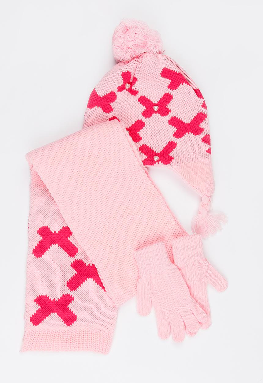 Soobe - Scarf, Beanie and Gloves Sets Pale Pink