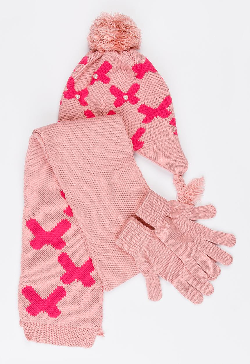 Soobe - Scarf, Beanie and Gloves Sets Mid Pink
