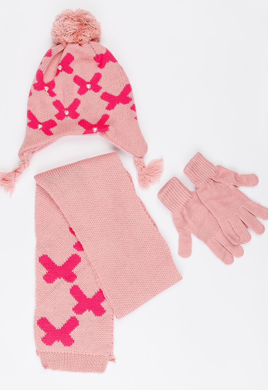 Soobe - Scarf, Beanie and Gloves Sets Mid Pink