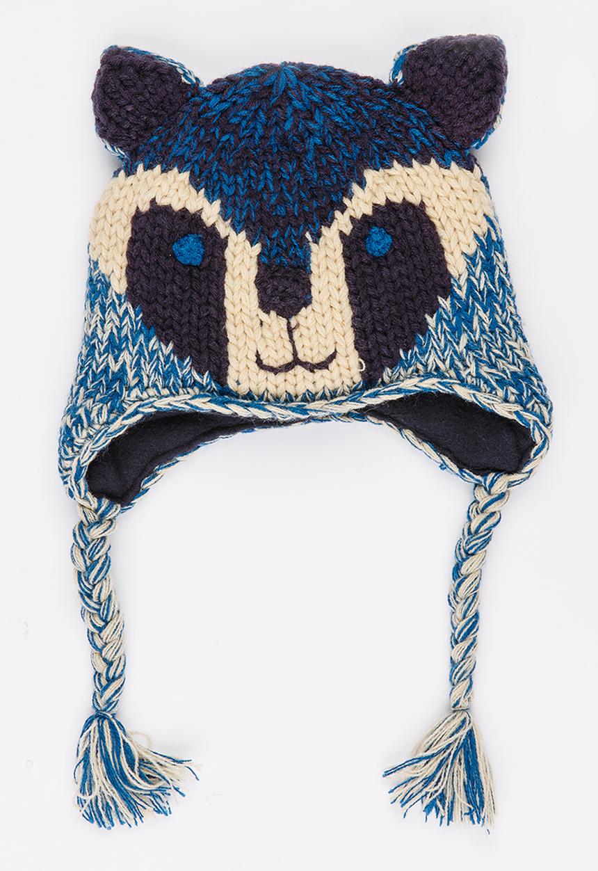 MINOTI - Raccoon Face Beanie with Ear Flaps Navy
