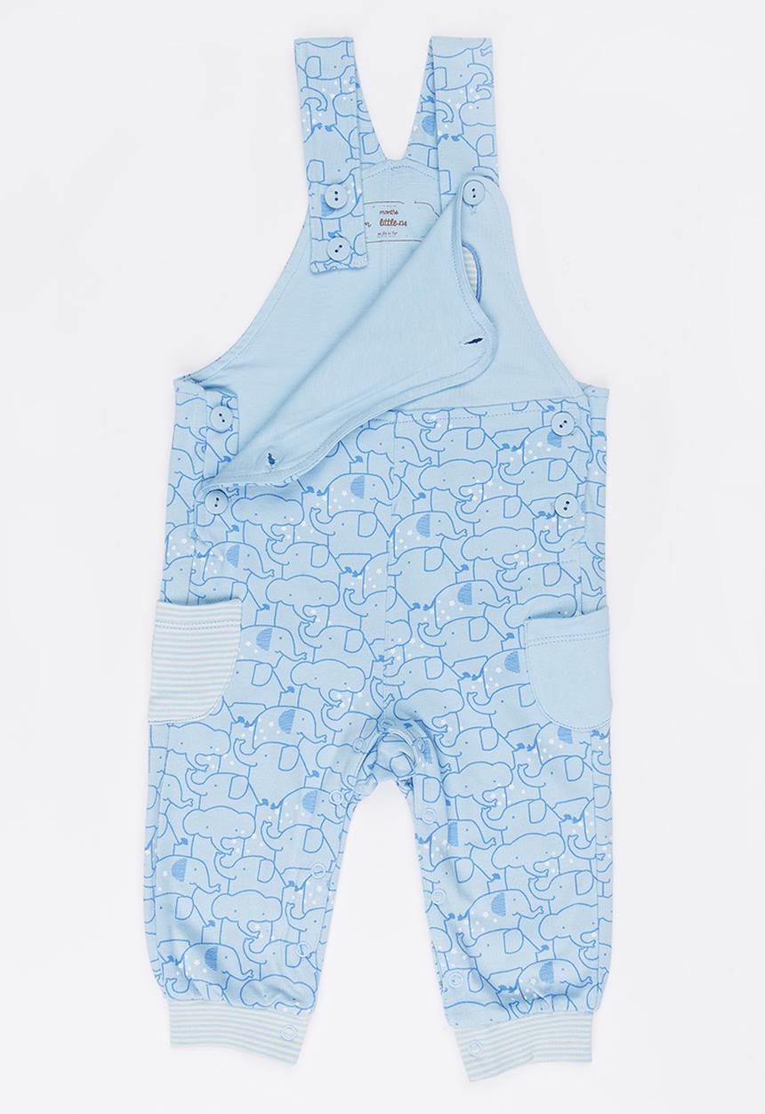 Soobe - Boys Printed Dungaree Pale Blue