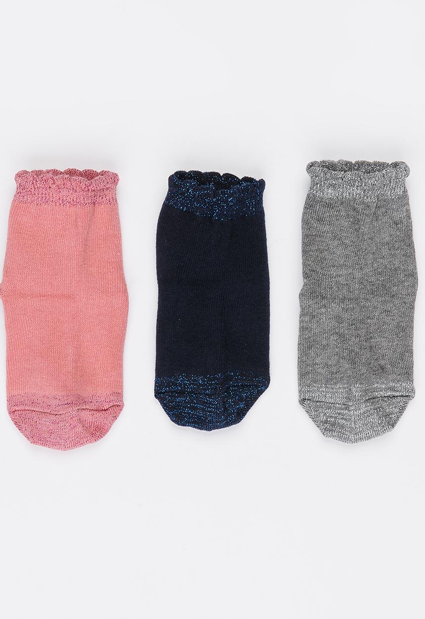 MINOTI - 3 Pack Socks with Scalloped Edge Multi-colour