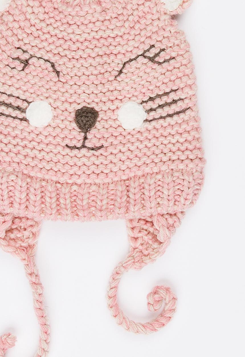 MINOTI - Reverse Cat Face Beanie with Ear Flap Mid Pink