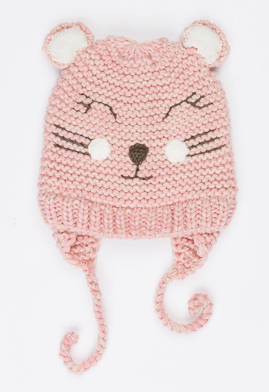 MINOTI - Reverse Cat Face Beanie with Ear Flap Mid Pink