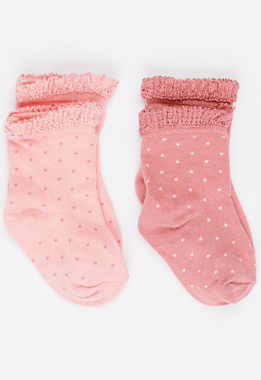 MINOTI - 2 Pack Spotty Ankle Socks with Crochet Frill Multi-colour