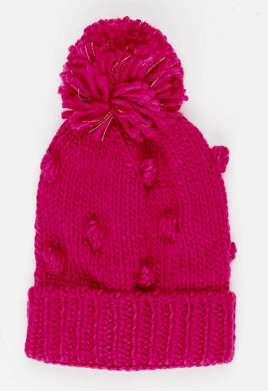 MINOTI - Chunky Pom Pom Beanie Cerise Pink