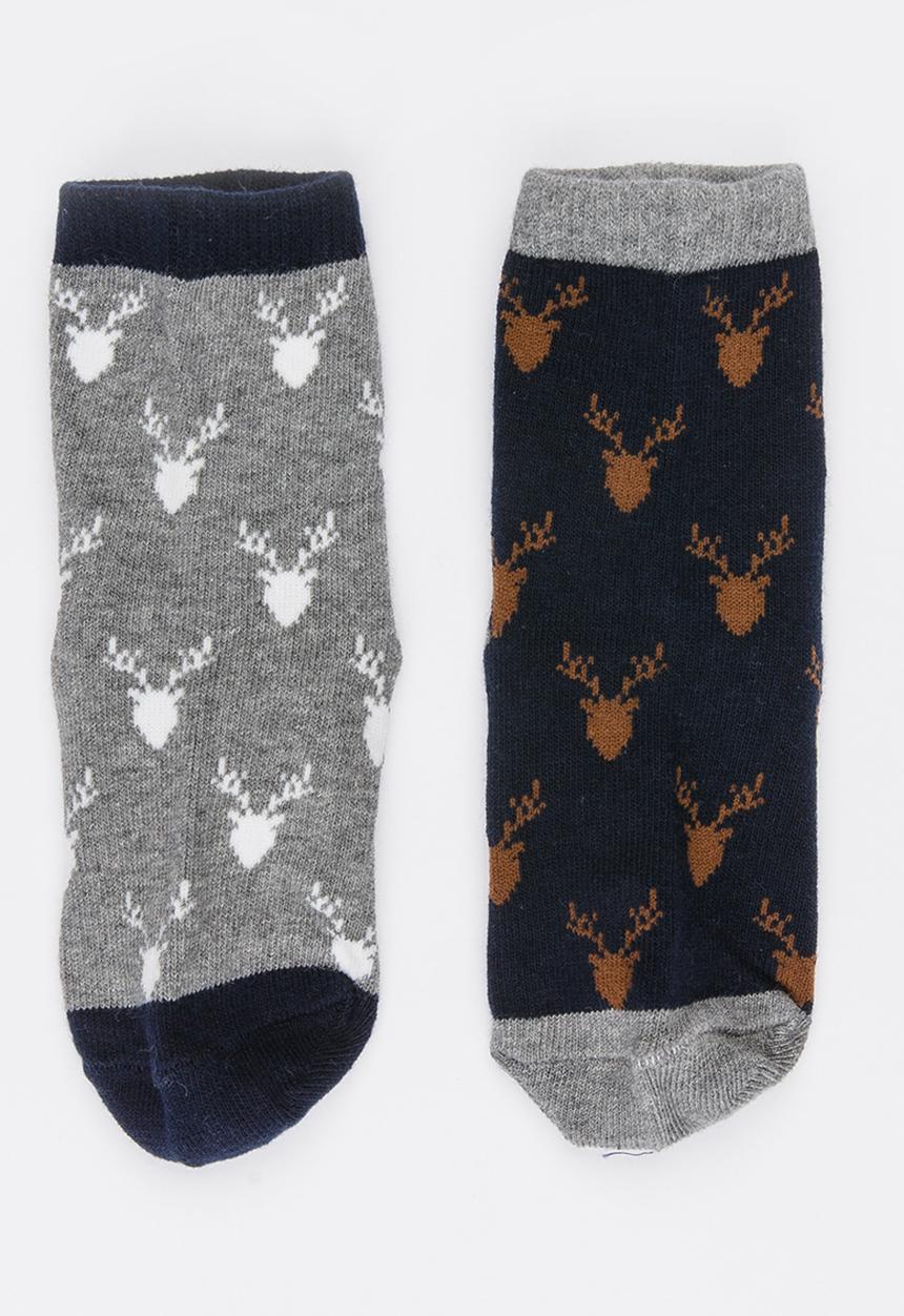 MINOTI - 2 Pack Stag Repeat Printed Socks Multi-colour