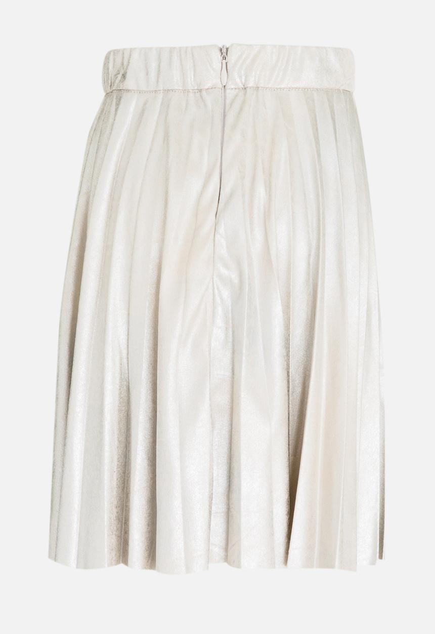 MINOTI - Pleated Suede Skirt with Crackled Metallic Print Silver
