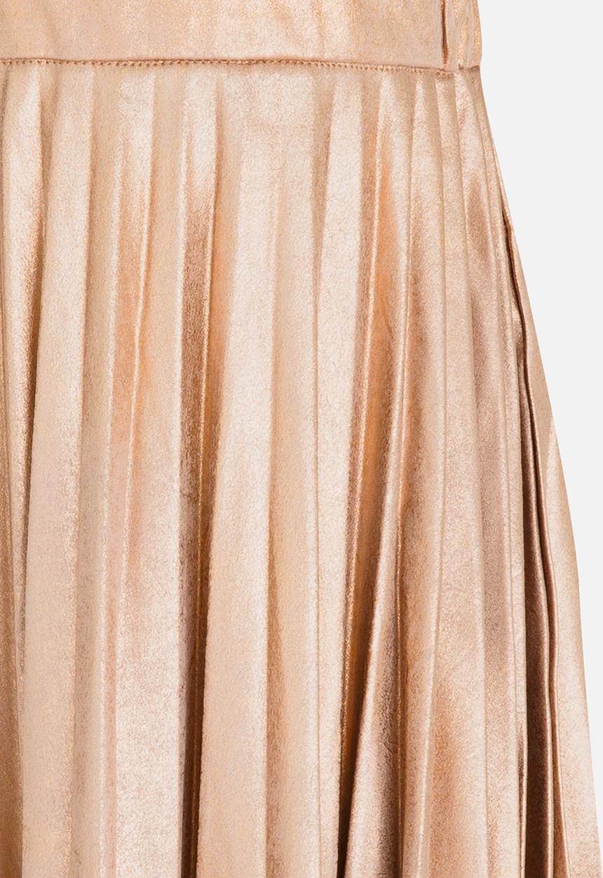MINOTI - Pleated Suede Skirt with Crackled Metallic Print Rose