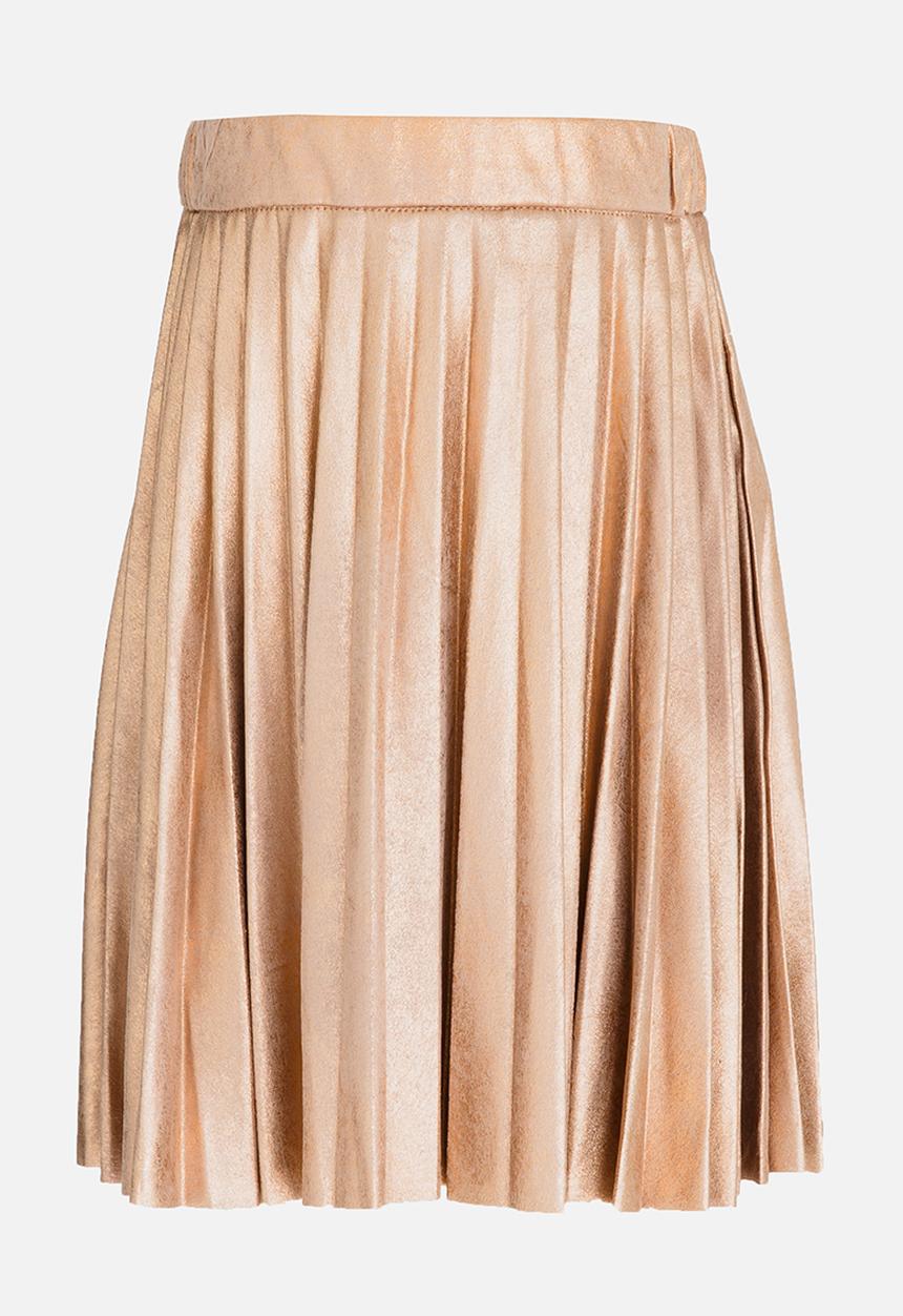 MINOTI - Pleated Suede Skirt with Crackled Metallic Print Rose