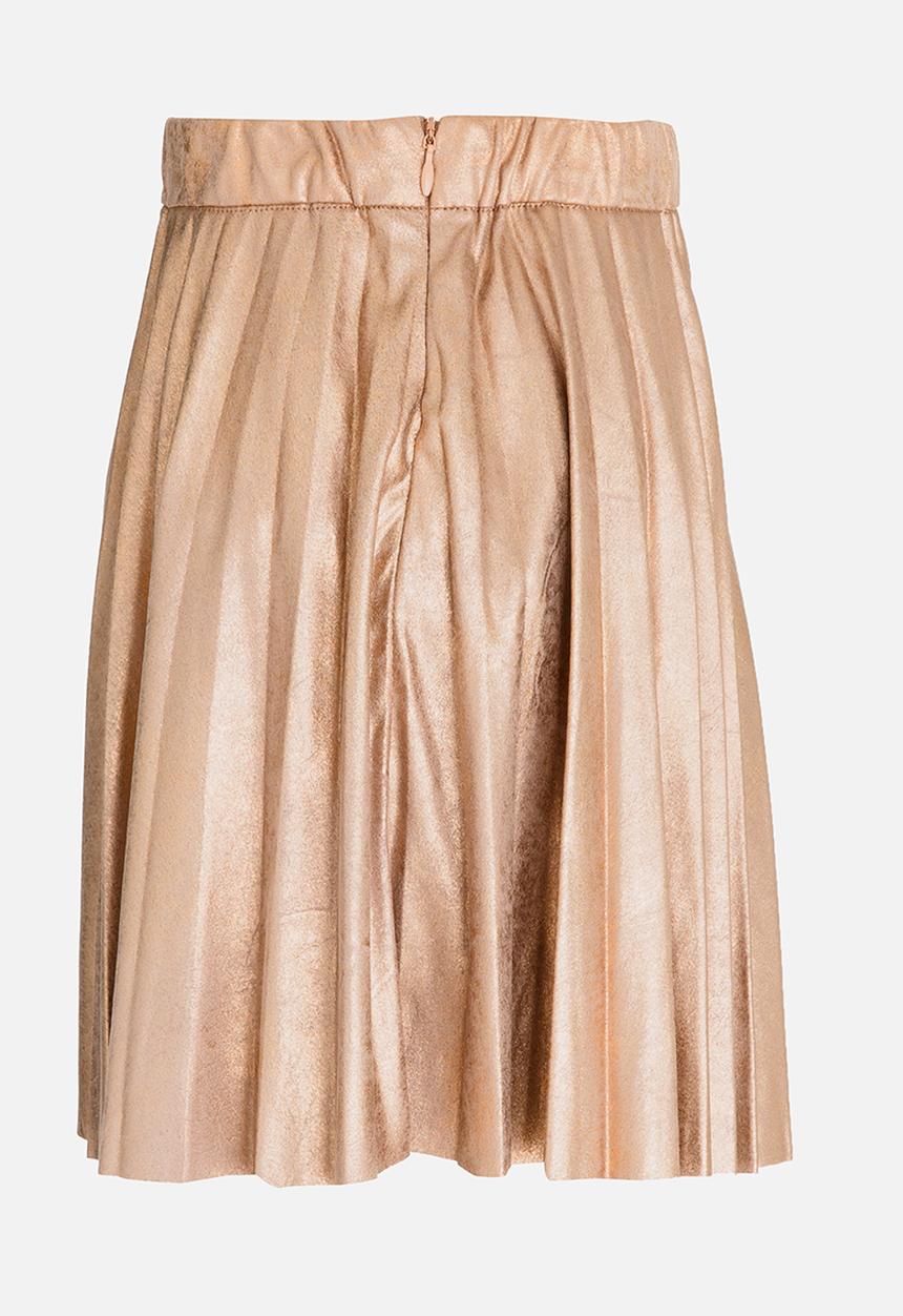MINOTI - Pleated Suede Skirt with Crackled Metallic Print Rose