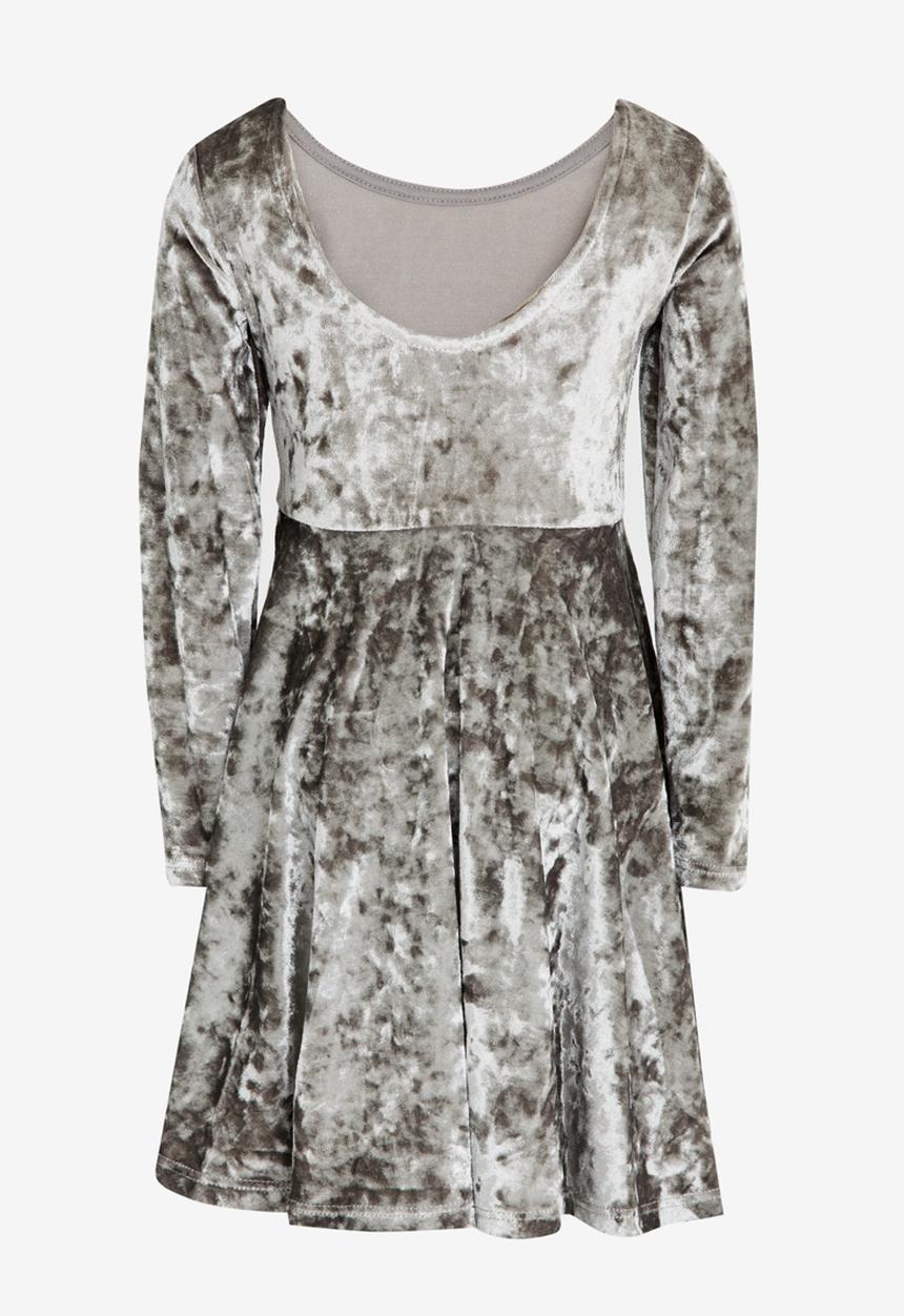 MINOTI - Crushed Velvet Skater Dress Silver