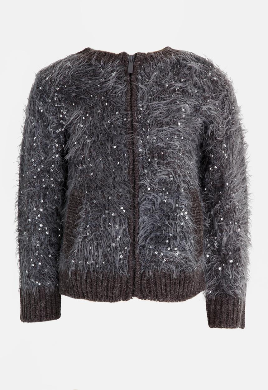 MINOTI - Sequin fluffy knit bomber jacket - charcoal 