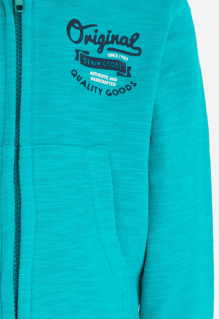 MINOTI - Zip Thru Hoodie with Chest Emblem Green