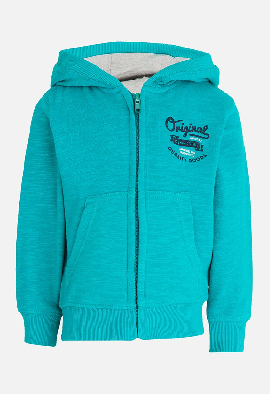 MINOTI - Zip Thru Hoodie with Chest Emblem Green