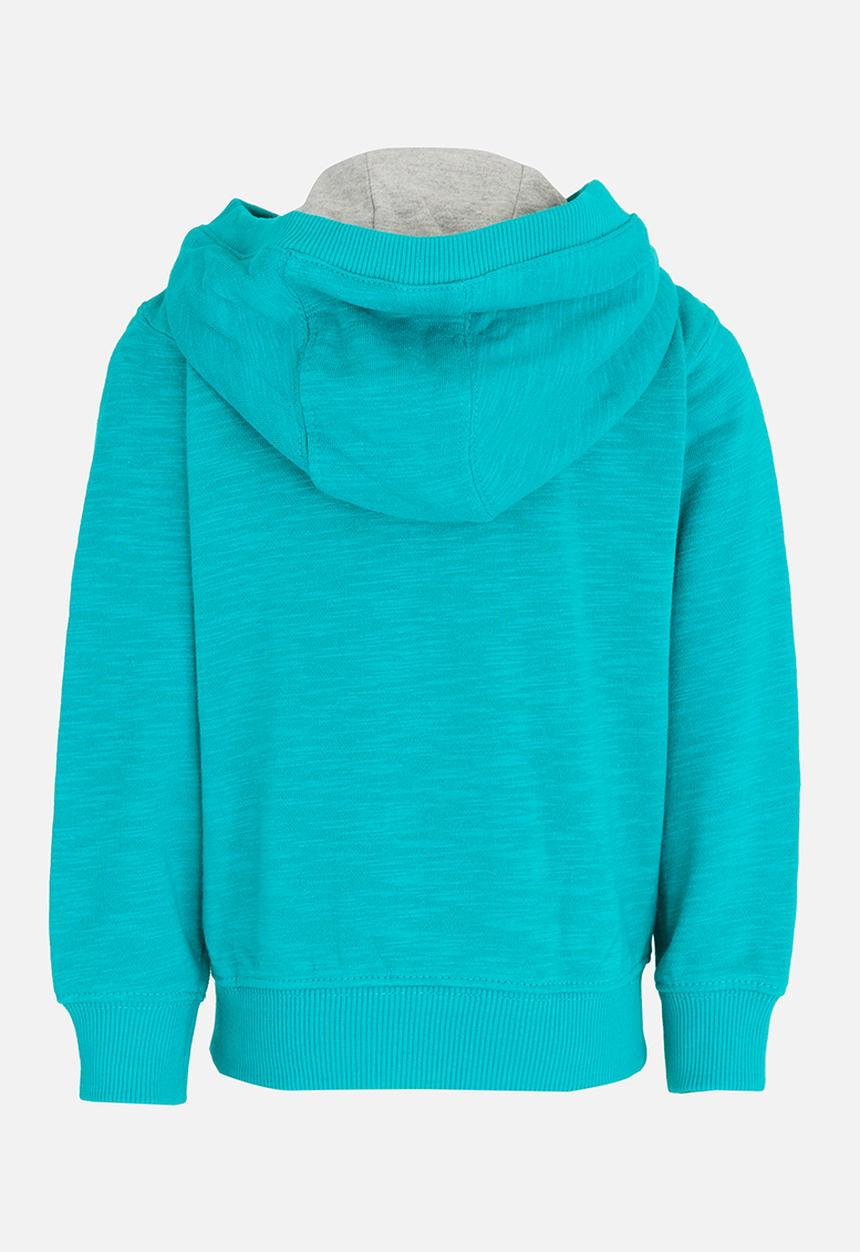 MINOTI - Zip Thru Hoodie with Chest Emblem Green