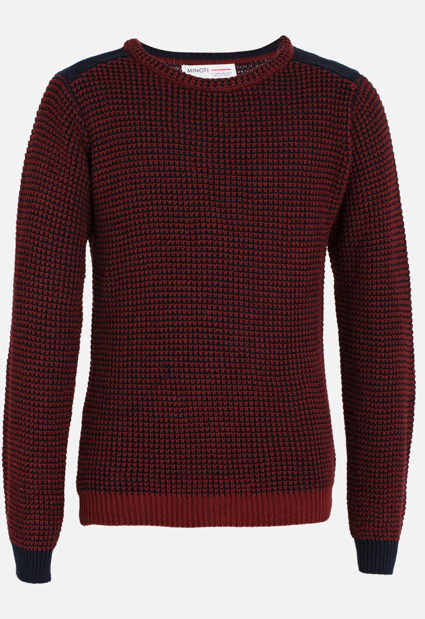 MINOTI - Mixed Knitted Jumper with Quilted Shoulder Panel Maroon